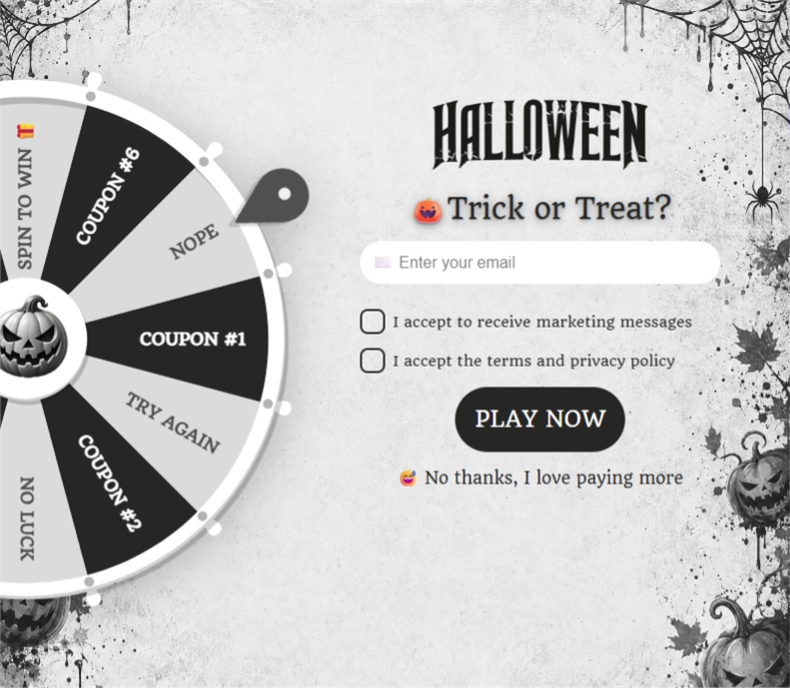 Halloween Grunge, a spin wheel pop-up template