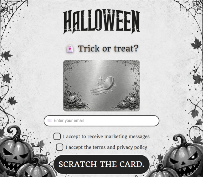 Haunted Silver, a scratch card pop-up template