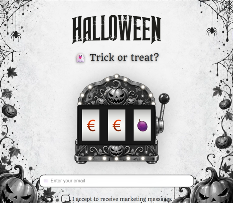 Halloween Ink, a slot machine pop-up template