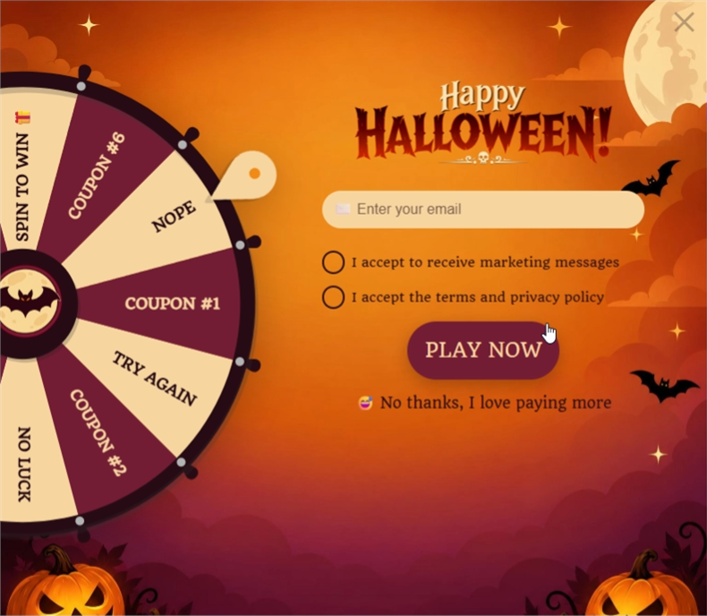 Halloween Sunset, a spin wheel pop-up template