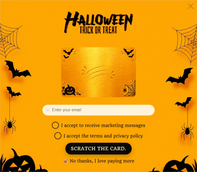 Halloween Scratch, a scratch card pop-up template