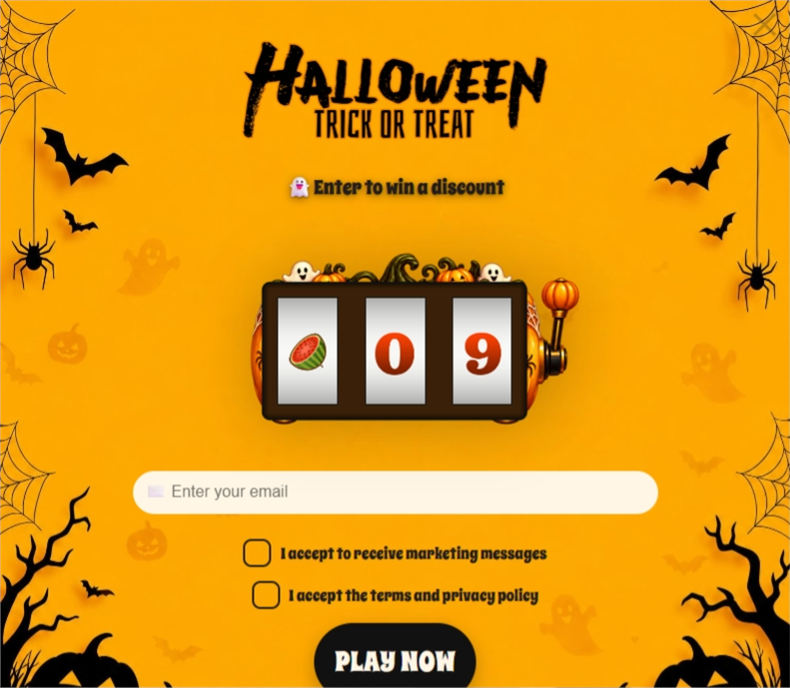 Pumpkin Trick Treat, a slot machine pop-up template