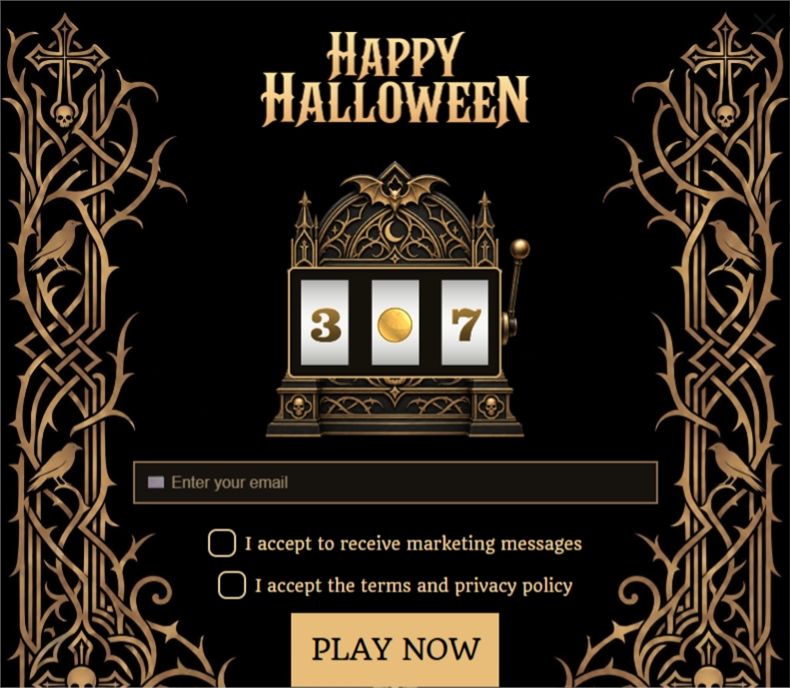 Goth Halloween Slot Machine, a slot machine pop-up template