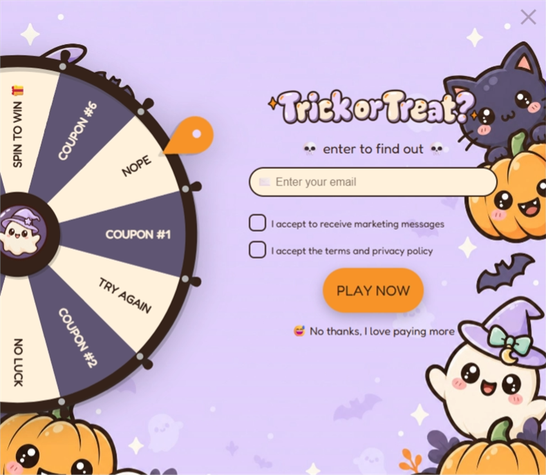 Kawaii Wheel, a spin wheel pop-up template
