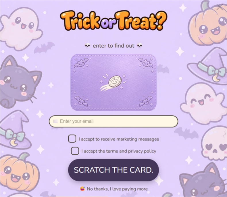 Kawaii Scratch Card, a scratch card pop-up template