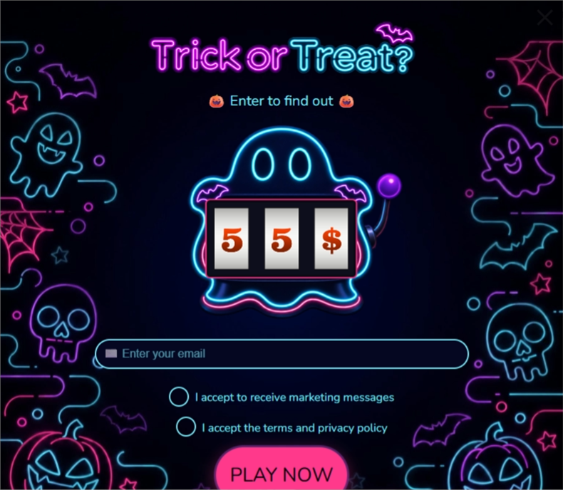 Neon Halloween Slot, a slot machine pop-up template