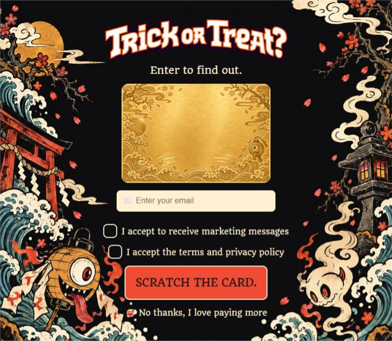 Yōkai • Halloween Scratch, a scratch card pop-up template