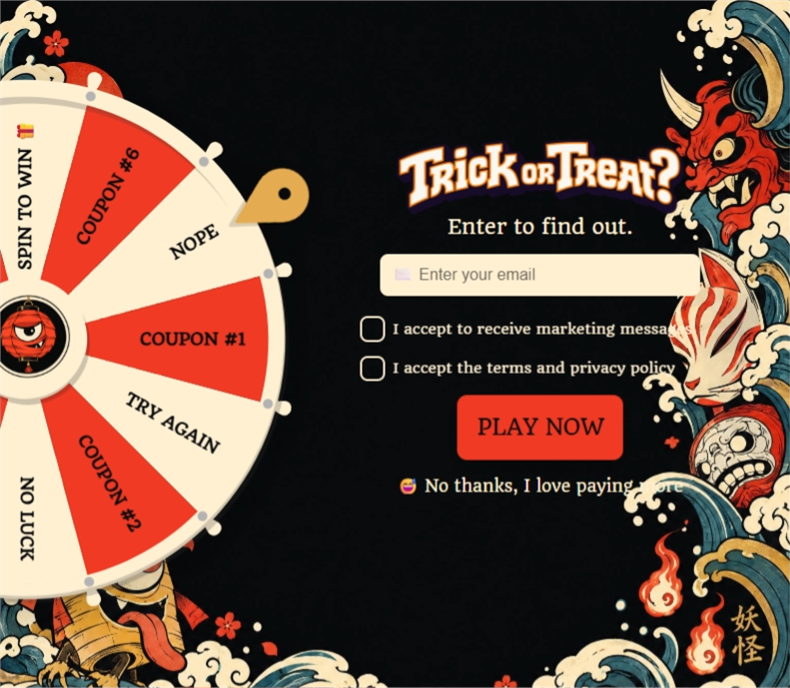 Yōkai Halloween Wheel, a spin wheel pop-up template