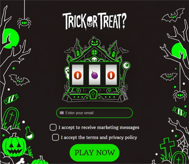 Electric Halloween Slot, a slot machine pop-up template