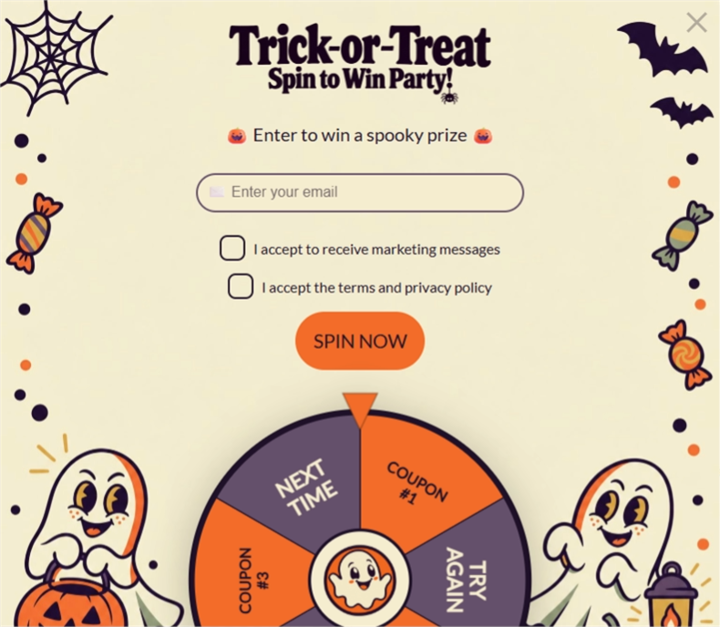 Trick-or-Treat Spin to Win Party! • 2, a wonderwheel pop-up template