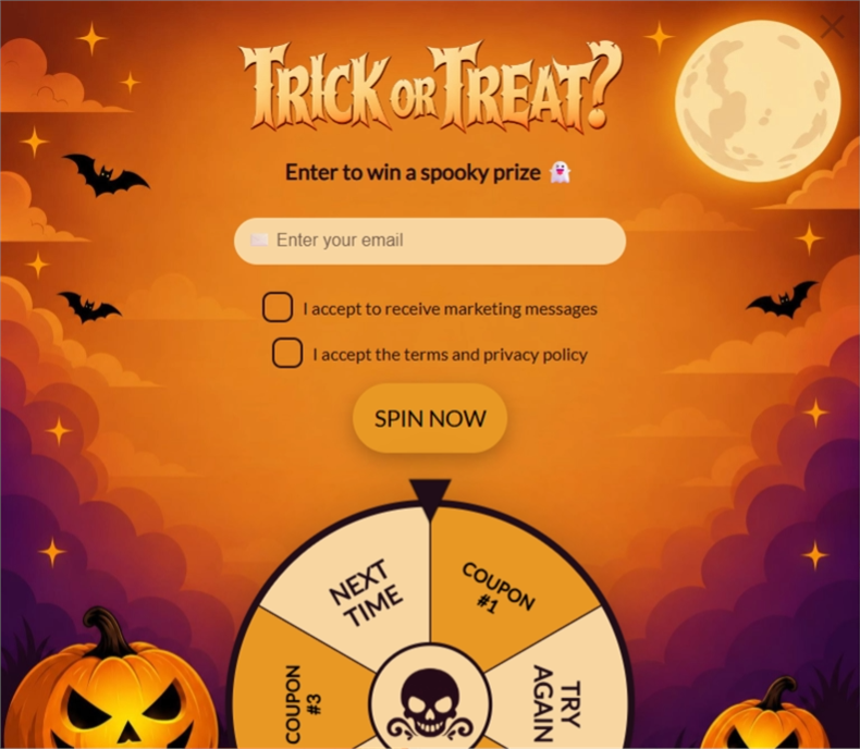 Trick or Treat, a wonderwheel pop-up template