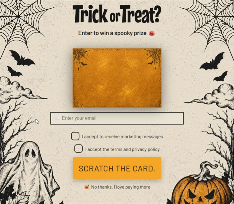 Vintage Halloween Scratch, a scratch card pop-up template