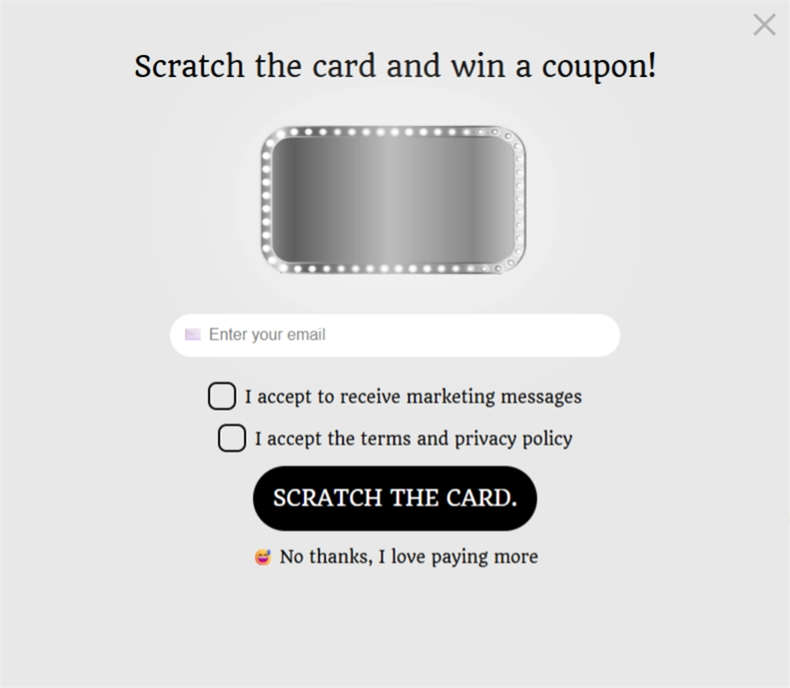 🚀 Starter, a scratch card pop-up template