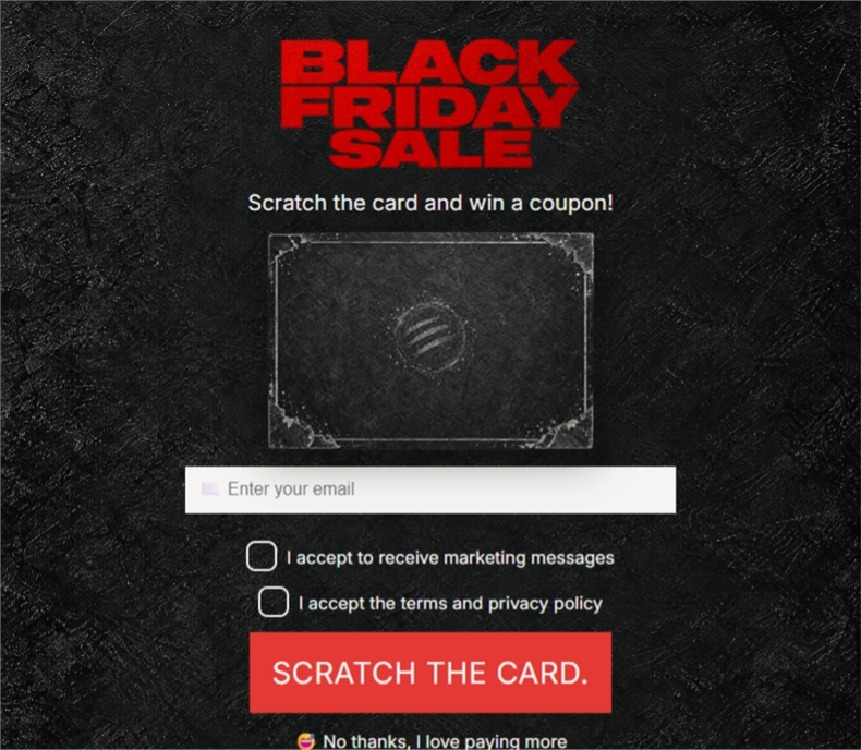 Grunge Black Friday Scratch, a scratch card pop-up template