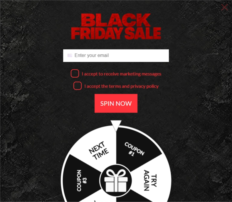 Grunge WonderWheel Popup, a wonderwheel pop-up template