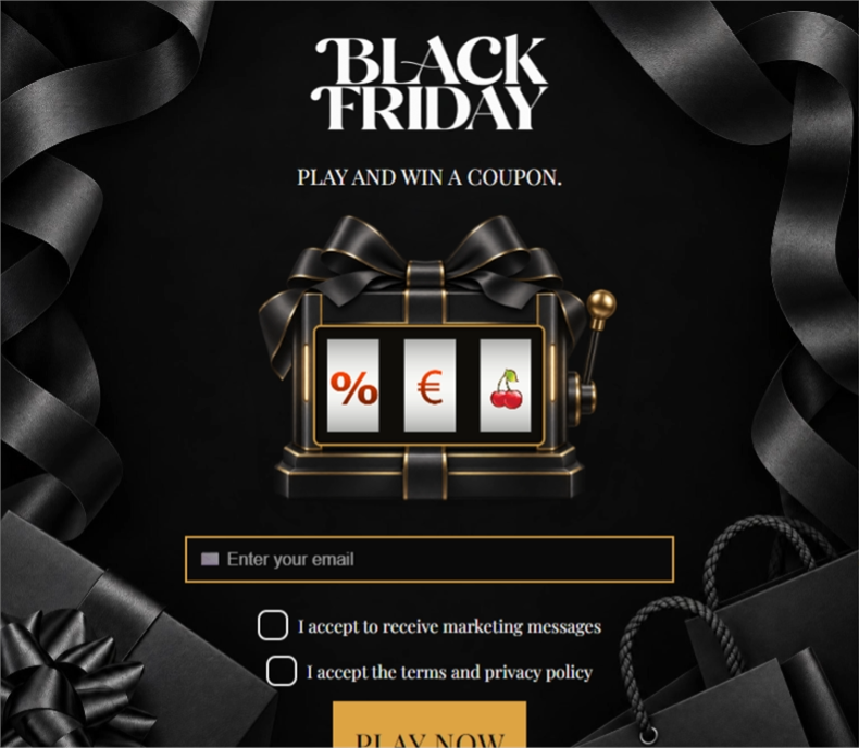 Black Friday Luxe Slot, a slot machine pop-up template