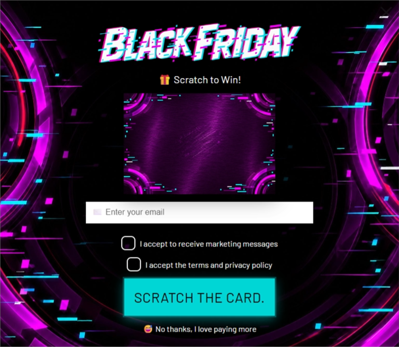 Black Friday Glitch Scratch, a scratch card pop-up template