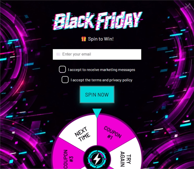 Black Friday Glitch WonderWheel, a wonderwheel pop-up template