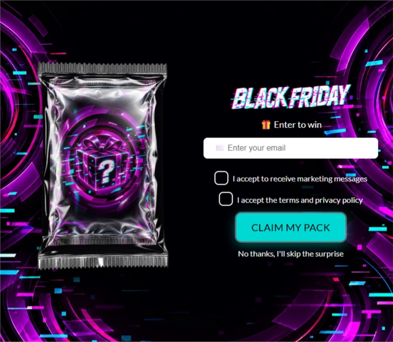 Black Friday Glitch Mystery Pack, a mystery pack pop-up template
