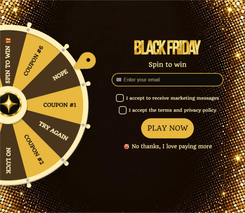 BF Gold Wheel, a spin wheel pop-up template