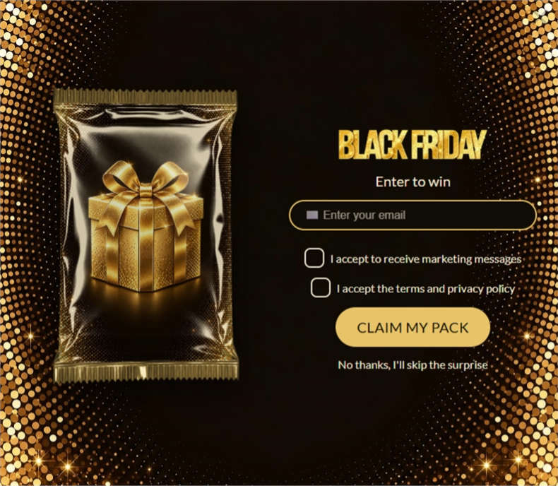 Black Friday Gilded, a mystery pack pop-up template