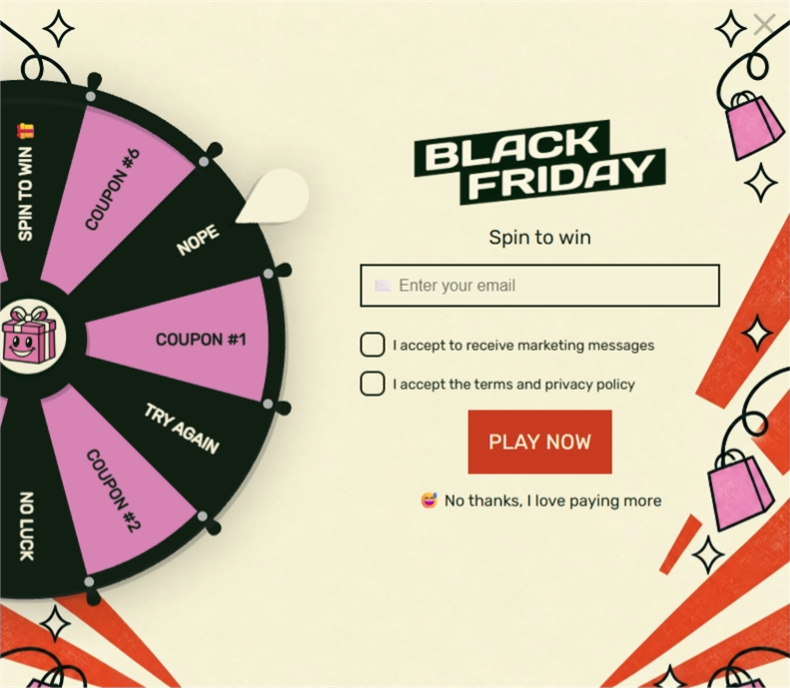 Retro BF Wheel, a spin wheel pop-up template
