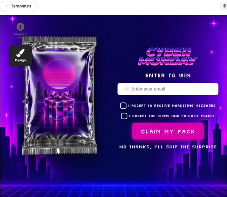 Cyber Monday Mystery Pack, a mystery pack pop-up template