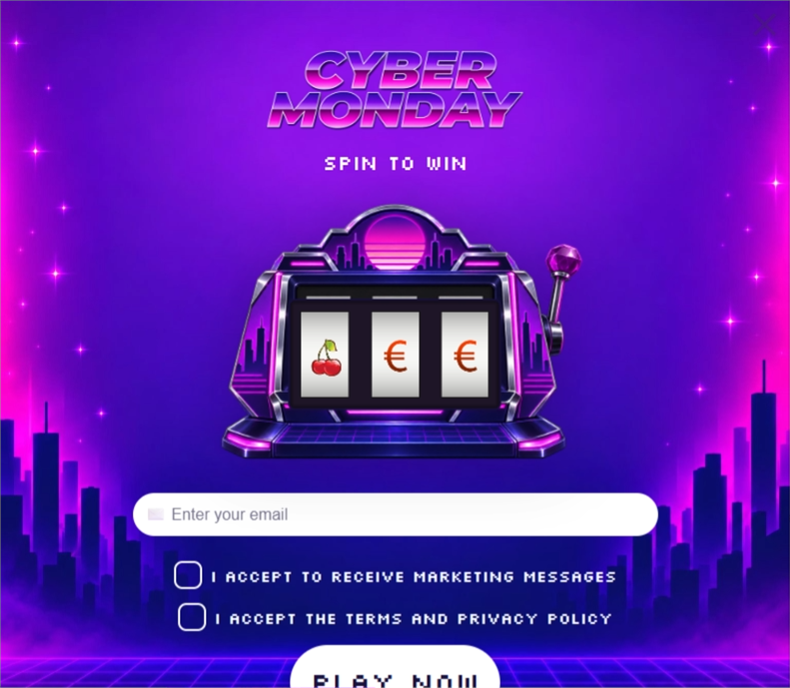 Cyber Monday Slot, a slot machine pop-up template