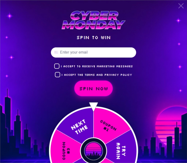 Cyber Monday WonderWheel, a wonderwheel pop-up template