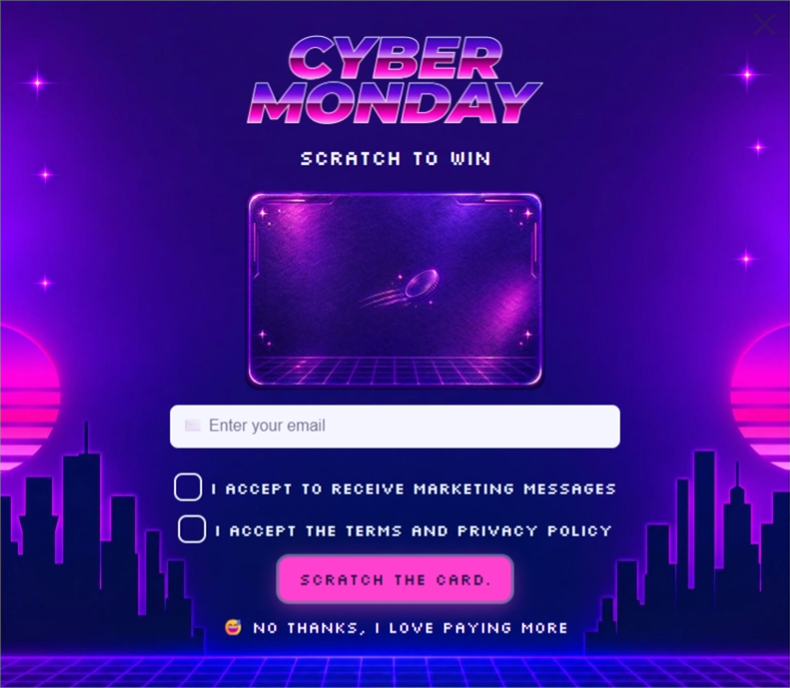 Cyber Monday Scratch, a scratch card pop-up template