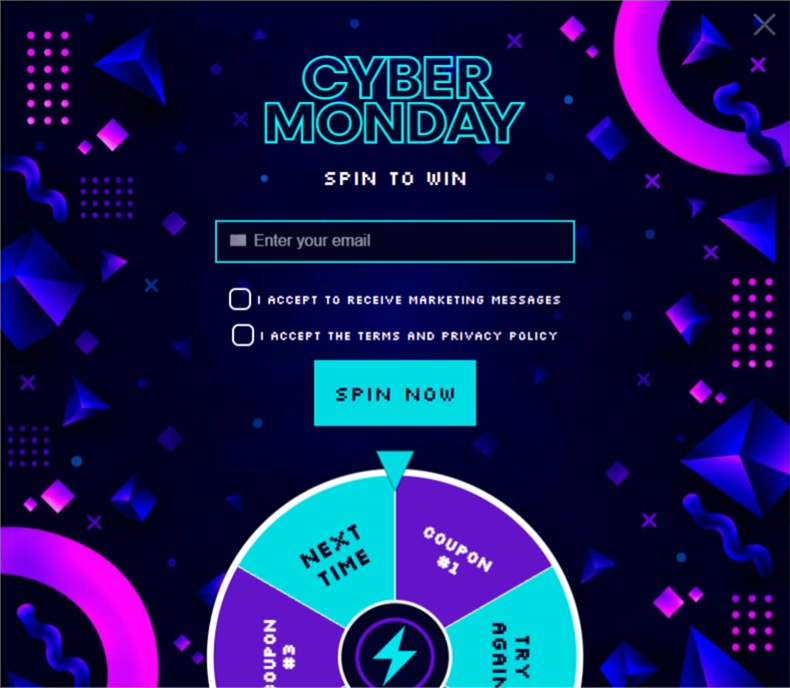 Cyber Monday WonderWheel • 2, a wonderwheel pop-up template