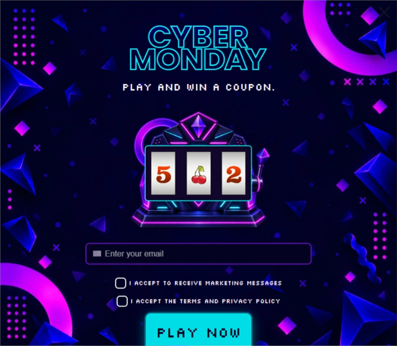 Cyber Monday Slot • 2, a slot machine pop-up template