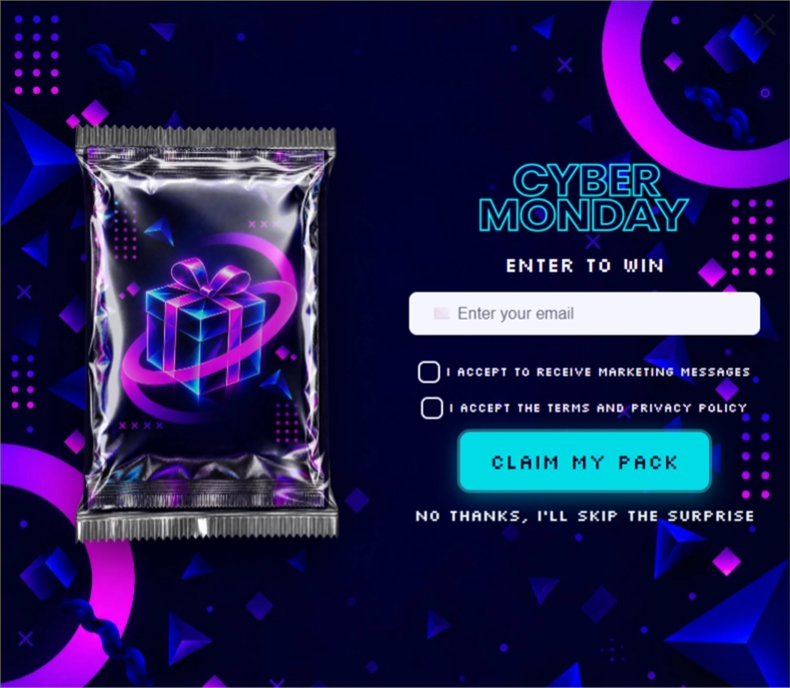Cyber Monday Mystery Pack • 2, a mystery pack pop-up template