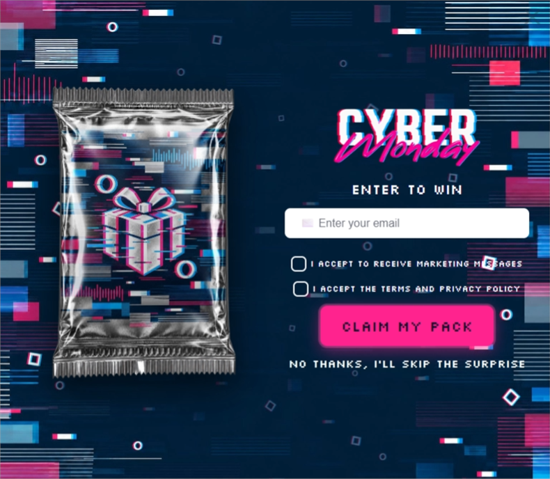Cyber Monday Glitch Mystery Pack, a mystery pack pop-up template