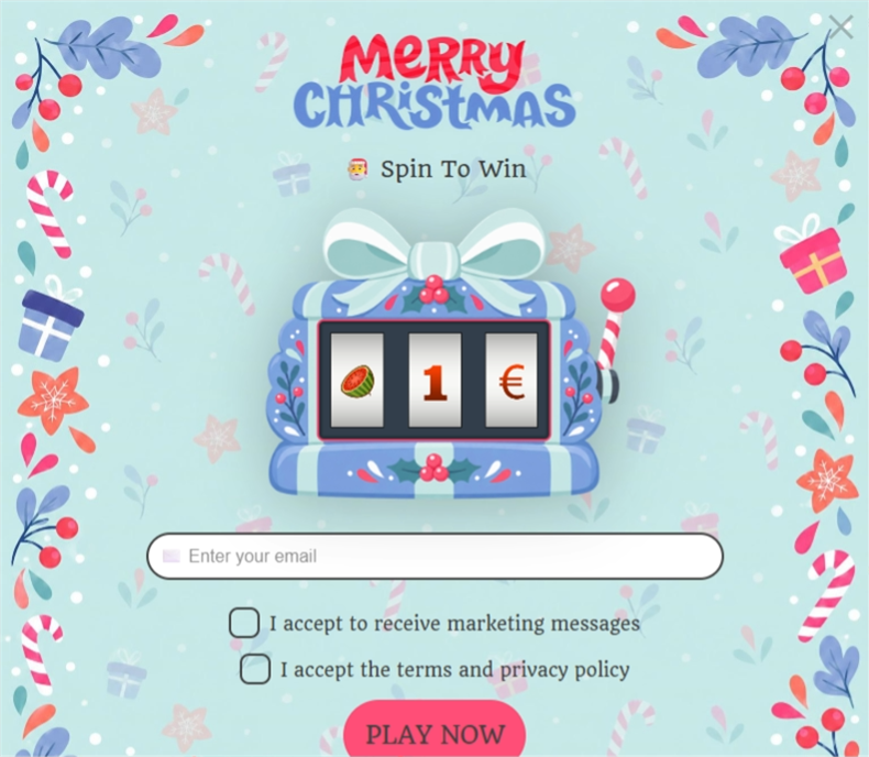 Merry Pastel XMAS Slot, a slot machine pop-up template