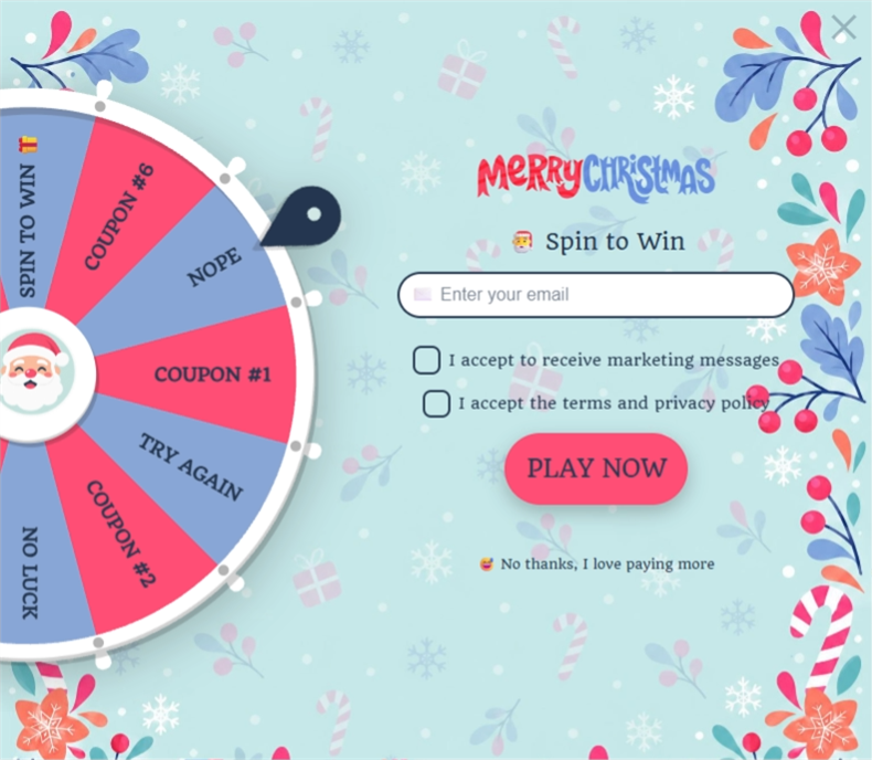 Merry Pastel Christmas, a spin wheel pop-up template