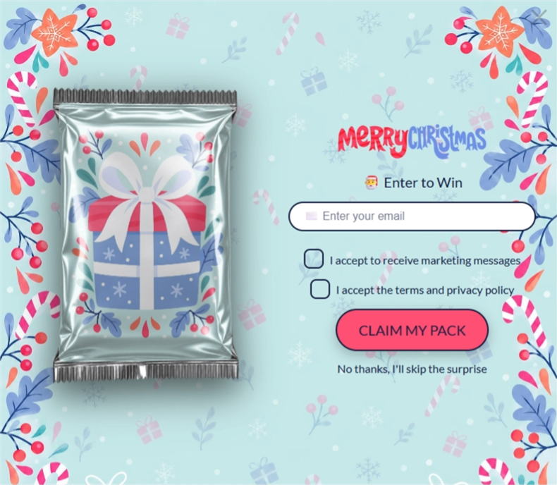 Merry Christmas Gifts, a mystery pack pop-up template