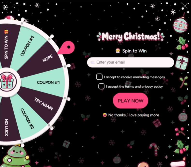 Kawaii Christmas Wheel, a spin wheel pop-up template