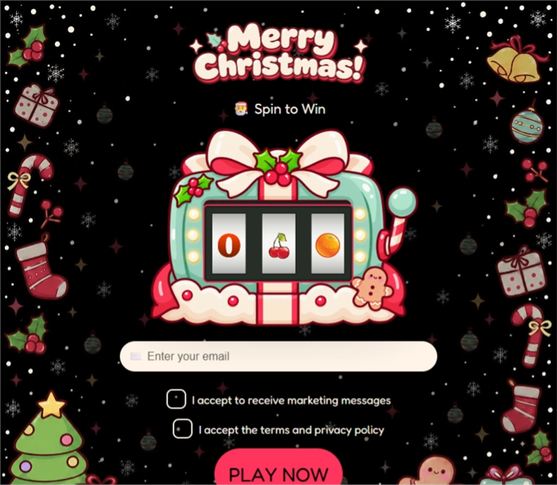 Kawaii Christmas Slot, a slot machine pop-up template