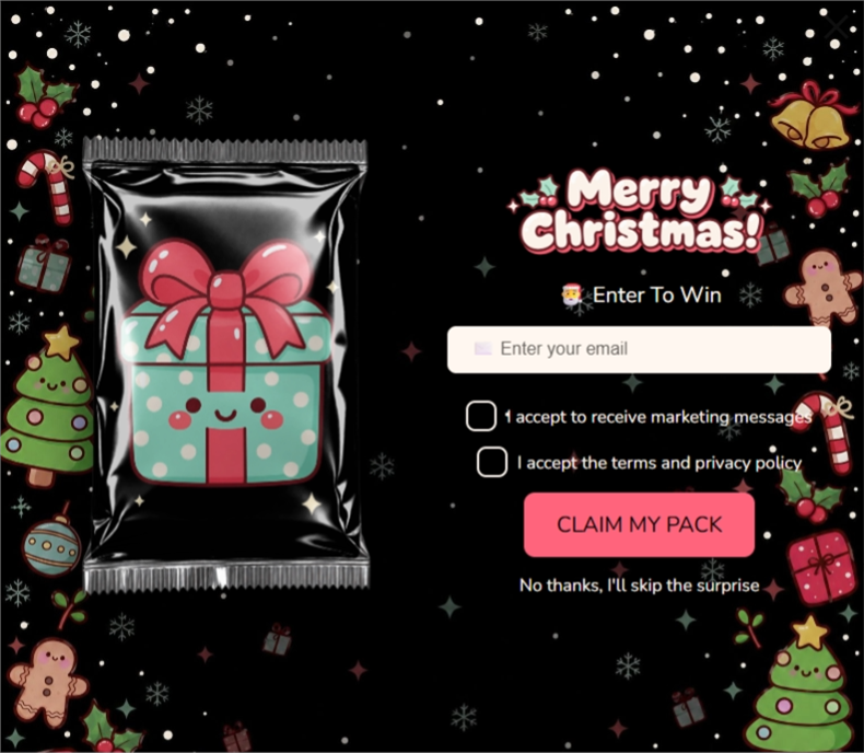 Kawaii Christmas Mystery Pack, a mystery pack pop-up template