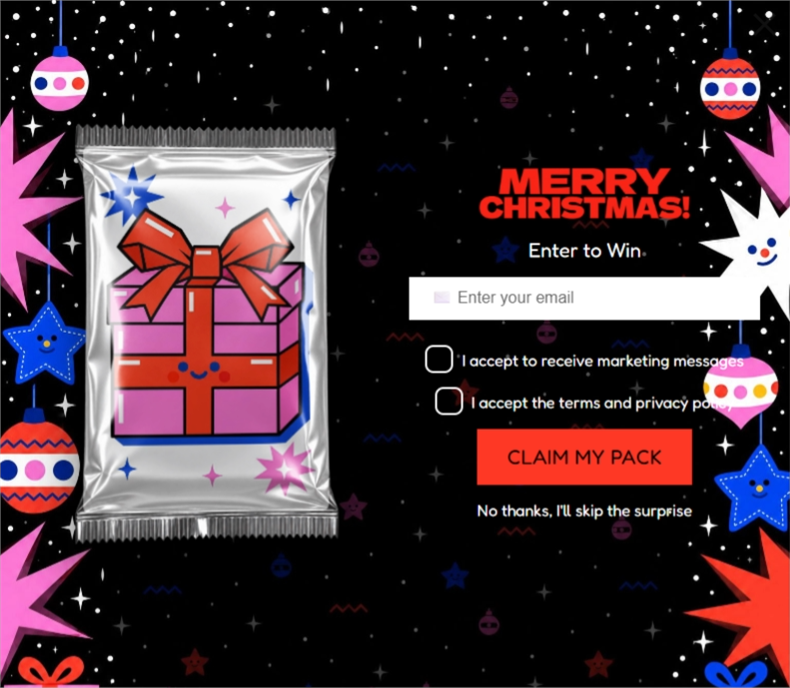 Brutalist Christmas Mystery Pack, a mystery pack pop-up template