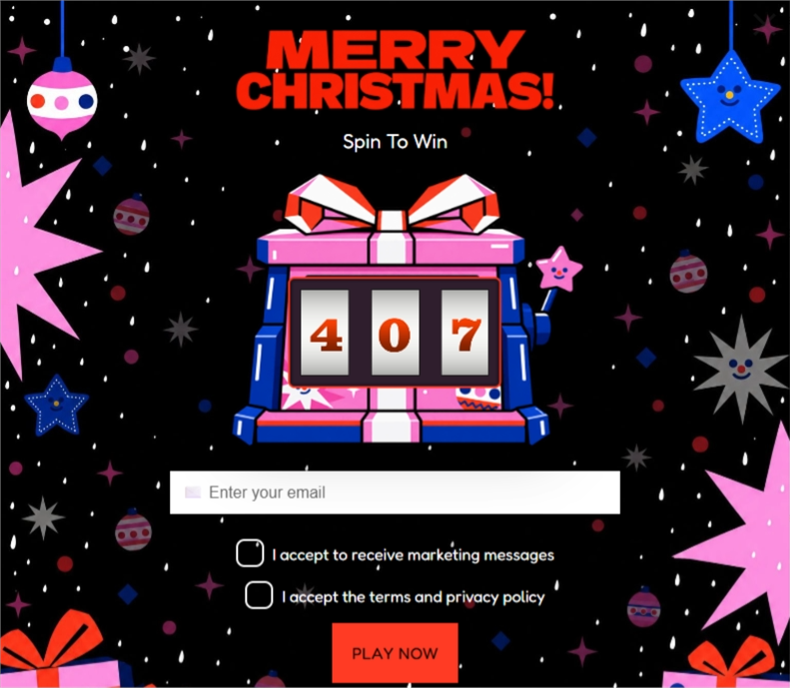 Brutalist Christmas Slot, a slot machine pop-up template