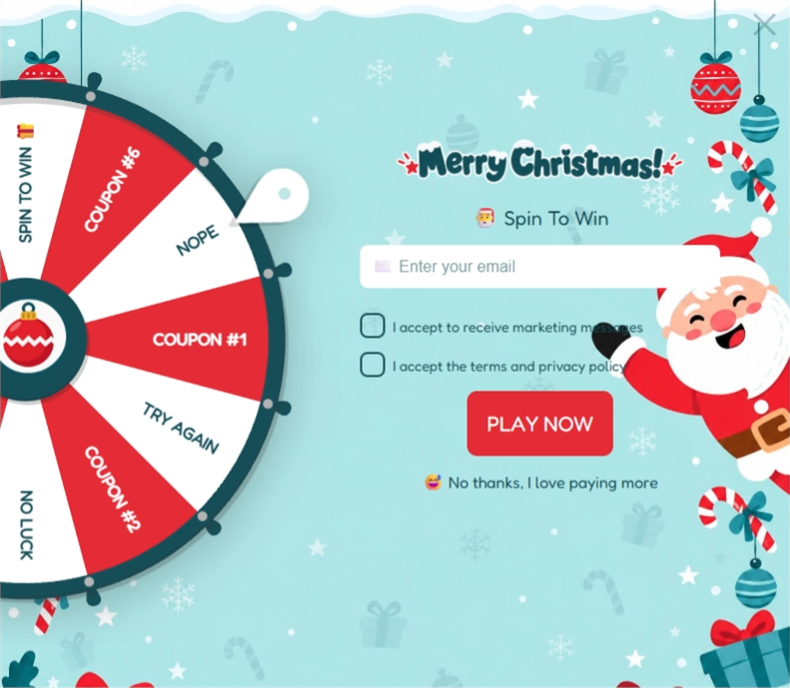 Christmas Santa Wheel, a spin wheel pop-up template