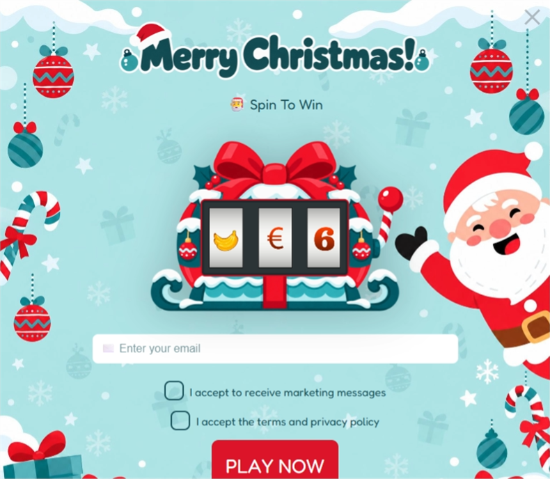 Christmas Santa Slot, a slot machine pop-up template