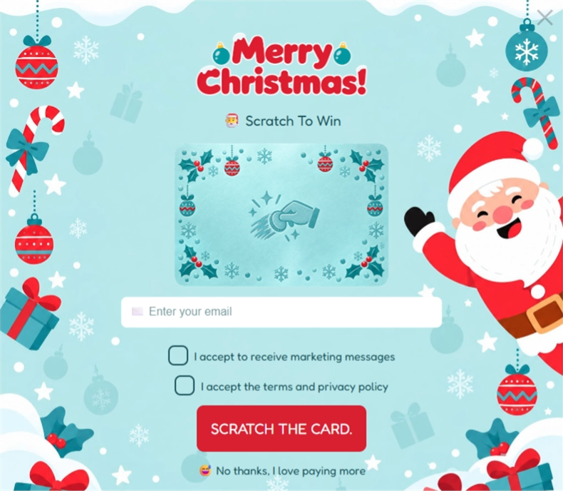 Christmas Santa Scratch, a scratch card pop-up template