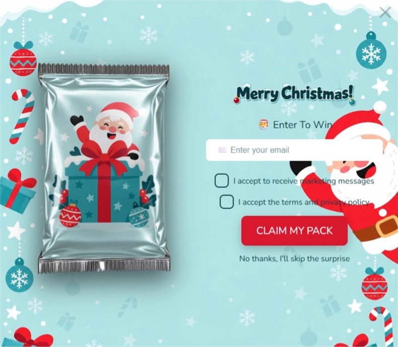 Christmas Santa Mystery Pack, a mystery pack pop-up template