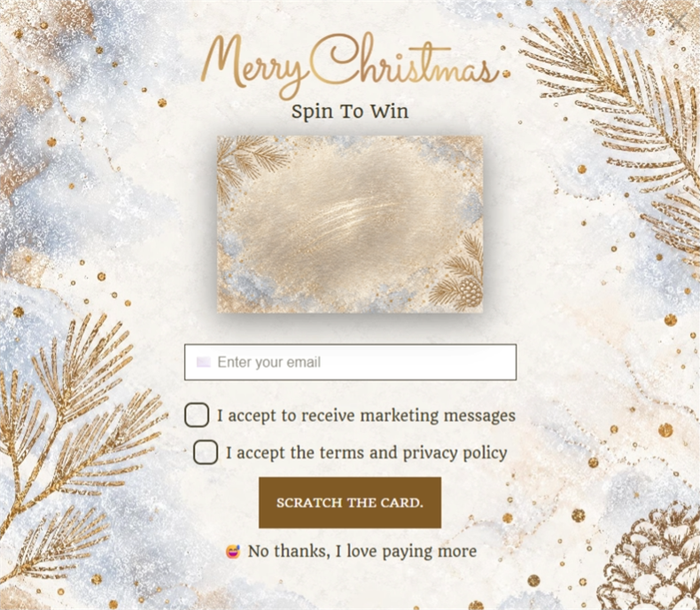 Gilded Christmas Scratch, a scratch card pop-up template