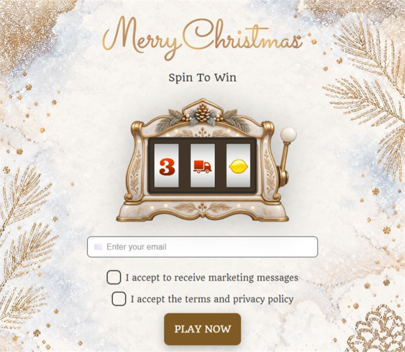 Gilded Christmas Slot, a slot machine pop-up template