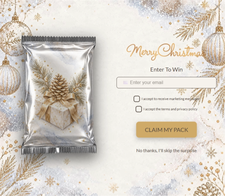 Gilded Christmas Mystery Pack, a mystery pack pop-up template